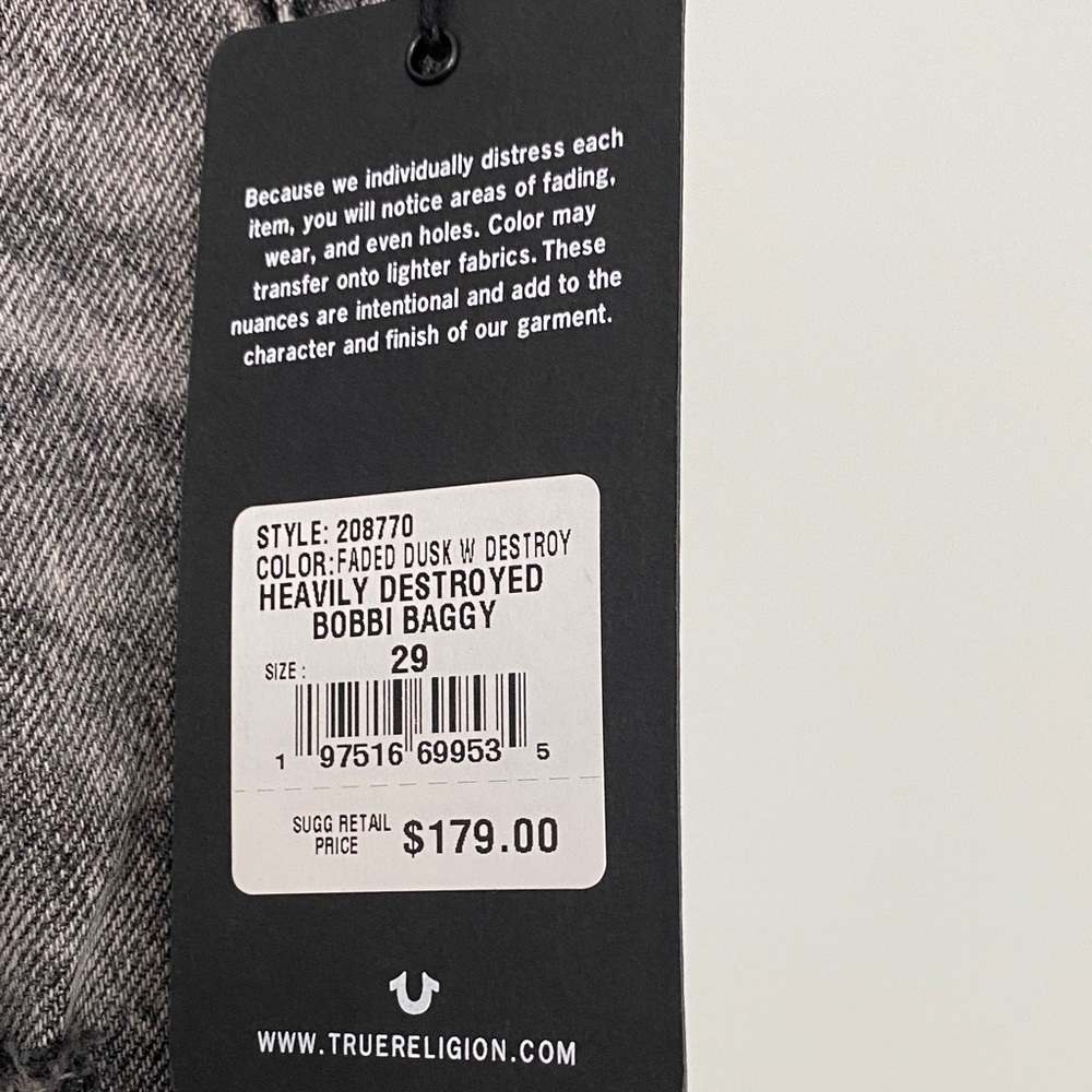 True Religion heavily destroyed Bobbi baggy 29 faded dusk - Picture 2 of 3